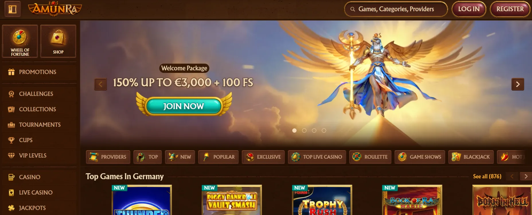 AmunRa Casino Screen